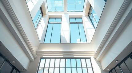 Obraz premium Ceiling with large skylights, flooding the room with natural light and providing a spacious