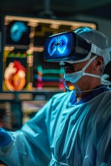 Cardiologist Utilizing Virtual Reality for Heart Surgery Simulation in Medical Education