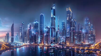 Fototapeta premium A futuristic smart city skyline