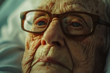Relieved Elderly Patient After Heart Treatment in Hospital Room - Emotional Close-Up Portrait
