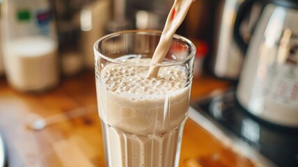 making clear protein drink, ingredients and tools, detailed view,