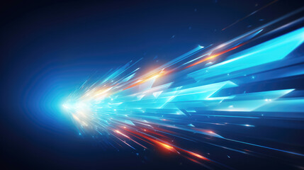 generated illustration of  high-speed movement motion light trails with motion blur effect