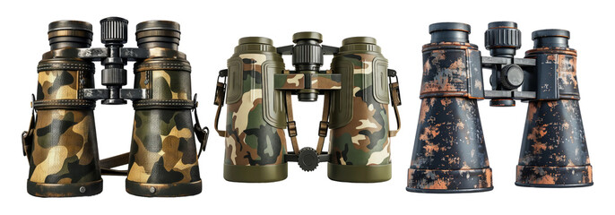 Military binoculars isolated on transparent background