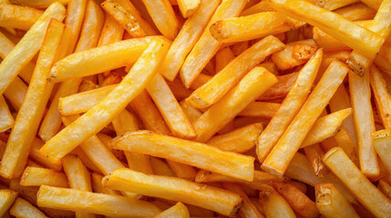 Golden French Fries Background.