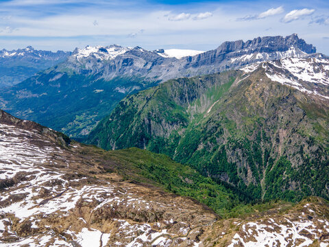 Mountains views in Chamonix-Montblanc range, France