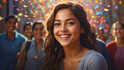 Fototapeta premium Joyful Young Woman Radiating Sincere Gratitude with a Confident Smile