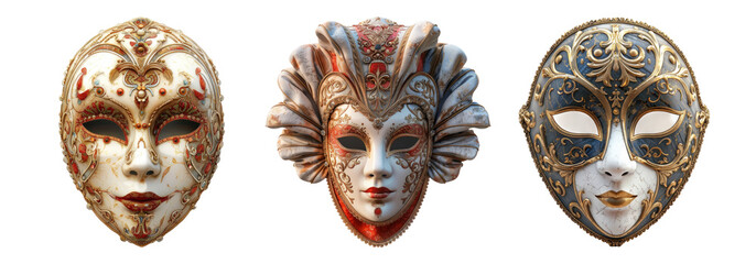 Venetian masks isolated on transparent background