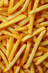 Golden French Fries Background.