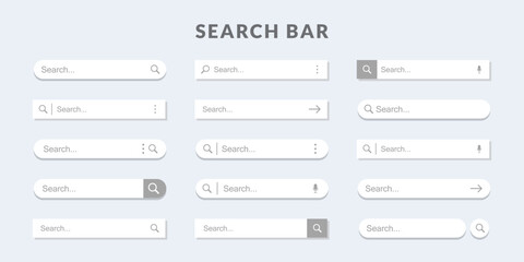 Search bar design. User Interface Template. Set of search bar ui template