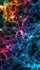 Vibrant Neural Network Close-Up: Complex Connections and Pathways for Innovative Designs