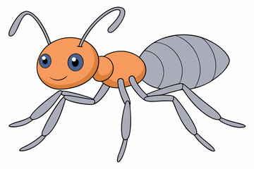Ant Vector Illustrations Linocut, Kawaii, Cartoon, Clipart, Line Art Designs
