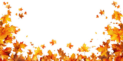 transparent png image of autumn of orange leaves with blank space in the center