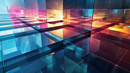 Abstract Digital Background of Geometric Reflections.