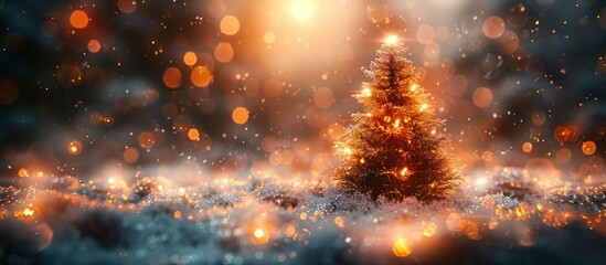 A Christmas Tree Gleaming in a Festive Glow
