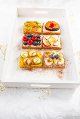 Fruit and vegetable sandwiches for a delicious breakfast or snack