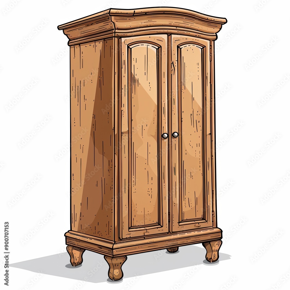 Wall mural Elegant Wooden Wardrobe with Double Doors