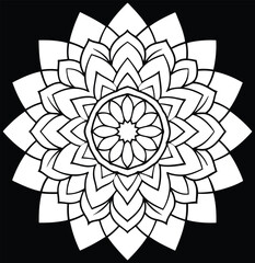 Beautiful mandala design vector art black and white liner art