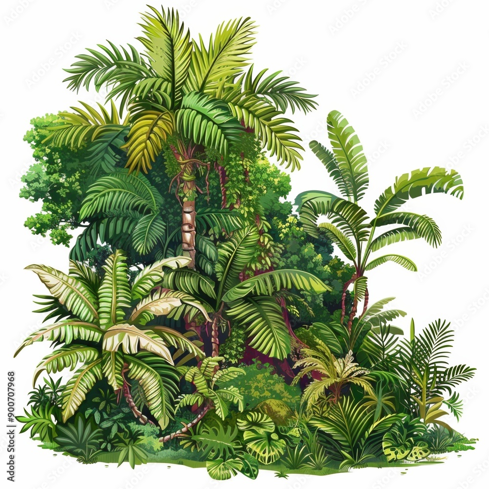 Canvas Prints Lush Tropical Foliage with Vibrant Greenery