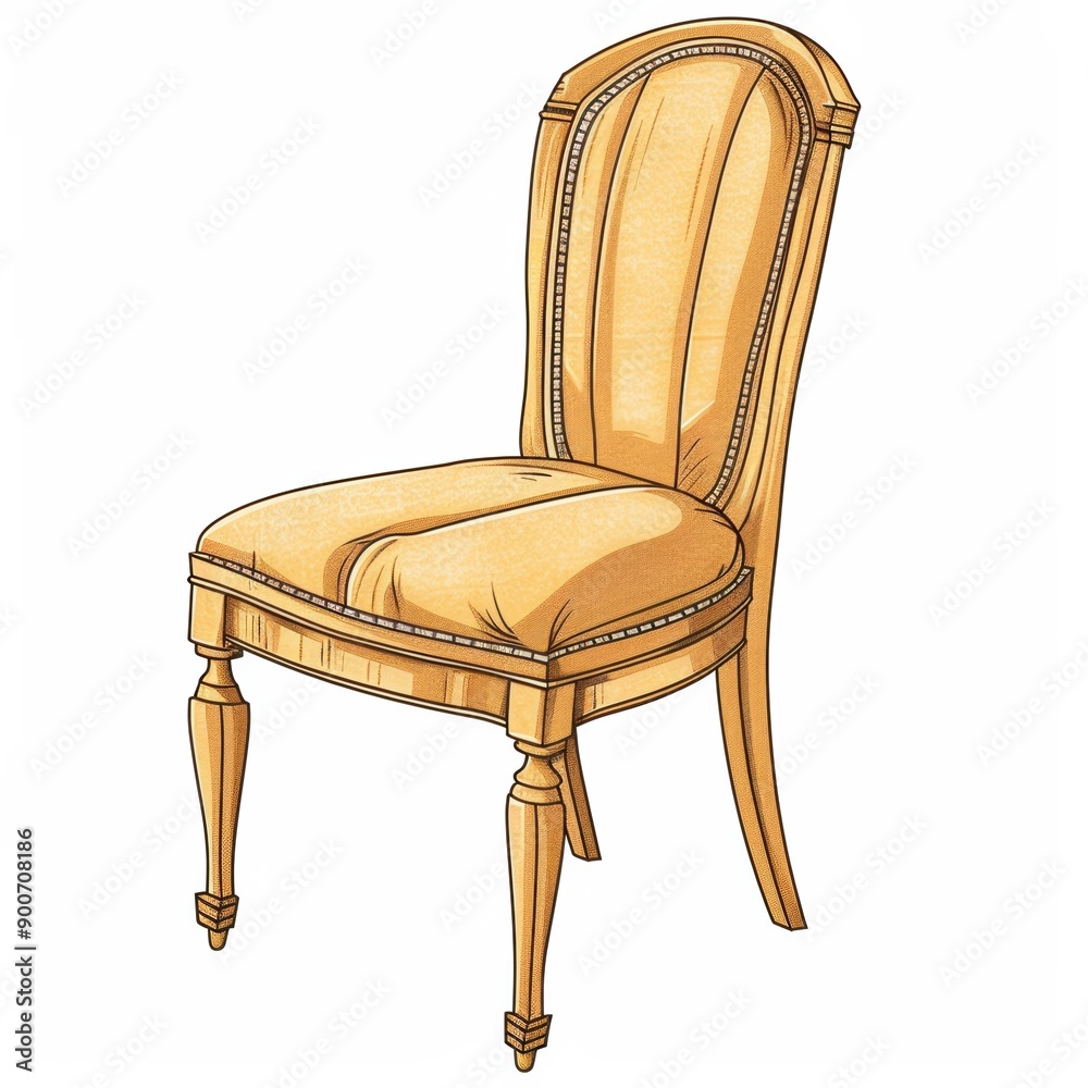 Canvas Prints Elegant Upholstered Chair Design Illustration