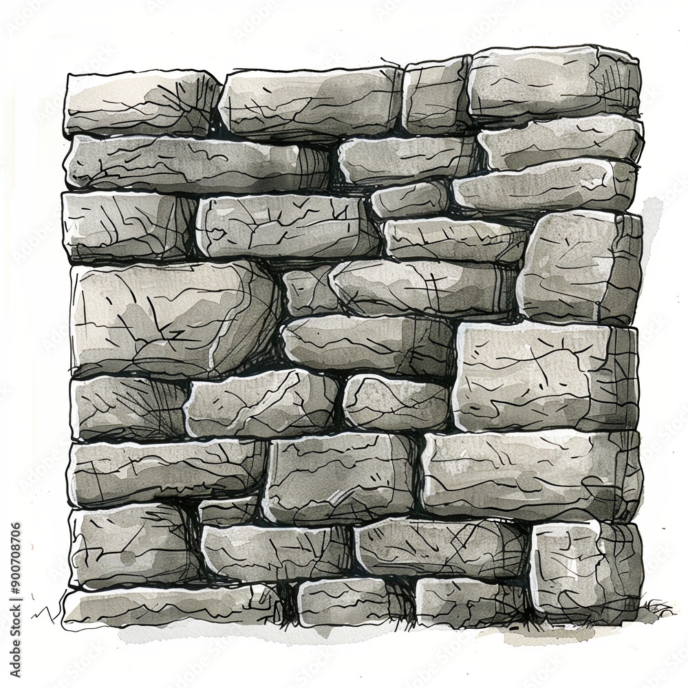 Canvas Prints Illustration of a Stacked Stone Wall Design