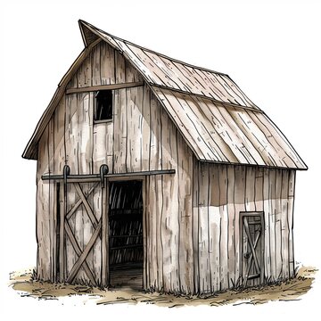 recommend clip art: Rustic Wooden Barn Drawing Illustration