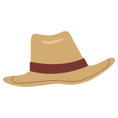 Cowboy hat icon.Western cowboy at.Wild west lothes.Wild west hat.Men summer hat.Vector illustration.Wild west police.Isolated on white background.