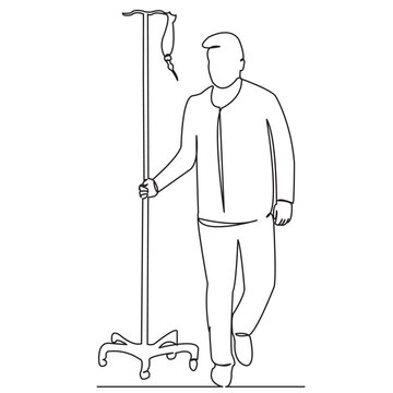 recommend clip art: one continuous single drawn line art isolated medicine, medical, dropper, man, doctor isolated hand drawn outline image on white background
