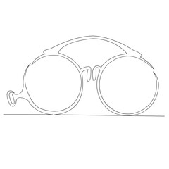 one continuous single drawn line art doodle glass, retro, pince-nez, eyeglass, old. Isolated hand-drawn outline image on white background.