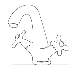 one continuous single drawn line art doodle hand, drawn, line, tap, water. Isolated hand-drawn outline image on white background.