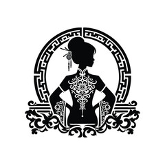 Obraz premium woman wear traditional fashion Chinese cheongsam with intricate embroidery