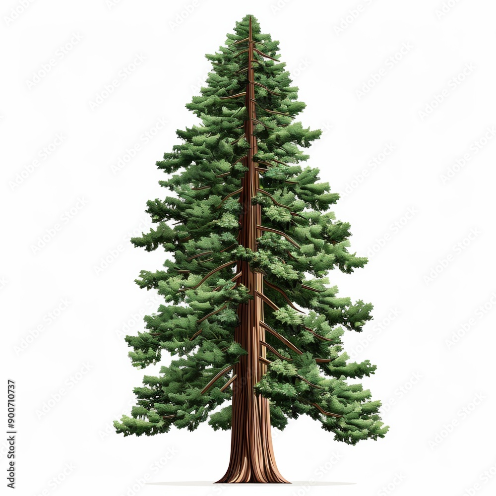 Sticker Realistic Illustration of a Tall Green Tree