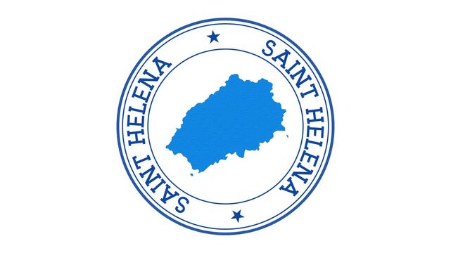 Saint Helena intro. Badge with the circular name and map of island. Saint Helena round logo animation.