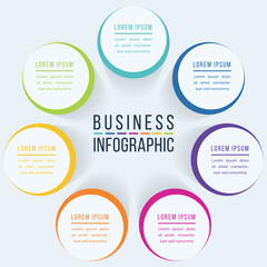 Circle Infographic design 7 steps, objects, elements or options business information