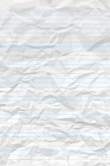White clean crumpled notebook paper with lines