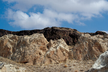 landscape with blue sky and clouds, rocks in the mountains, landscape with blue sky,  Türkiye mountains, Cappadocia highlands