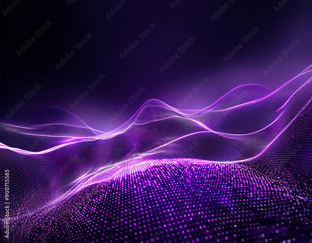 Aufkleber firefly digital purple particles wave- an abstract background with digital purple particles and ligh