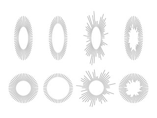 Set of circular effects with thin lines.