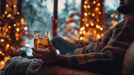 Magical Evening. Festive Christmas setup under the starlit sky