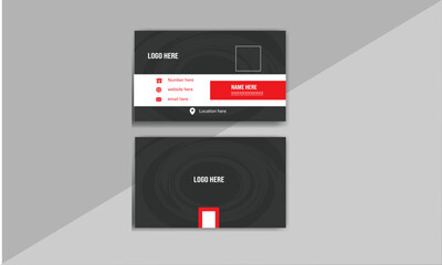 double sided Modern business card template red black colors. Flat design