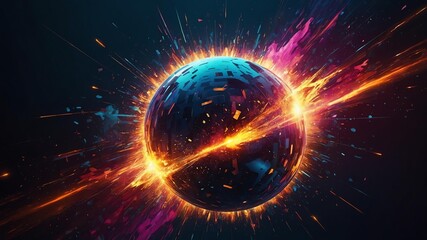 Obraz premium abstract vector sphere explosion explosion of sphere w background