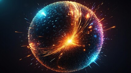 Obraz premium abstract vector sphere explosion explosion of sphere w background
