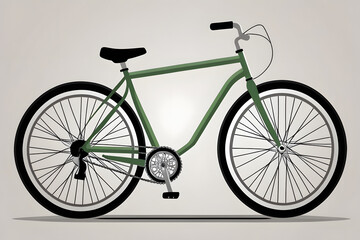 Obraz premium Classic Green Bicycle Leaned Against Neutral Background in Minimalist Style