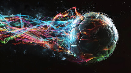 Dynamic Football in MotionA Stunning Display of Speed and Energy Against a Dark Backdrop