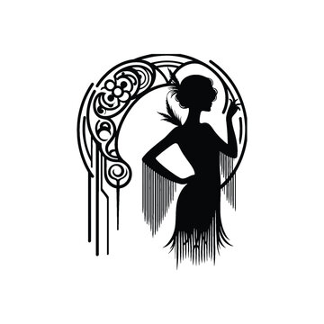 recommend clip art: woman wearing retro fashion flapper style fringe dress from the Roaring Twenties