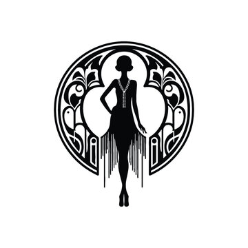 recommend clip art: woman wearing retro fashion flapper style fringe dress from the Roaring Twenties