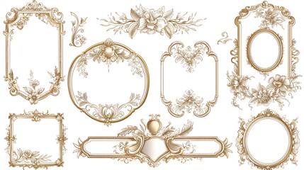 Golden Ornate Frames with Floral Elements.