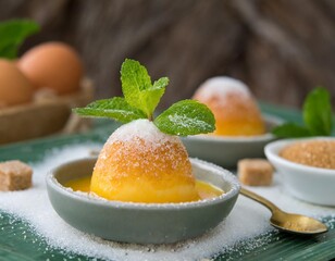 Sweet Polish kogel mogel (egg yolk dessert) with sugar  - traditional polish desert