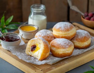  Sweet Polish paczki doughnuts filled with jam or custard