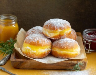  Sweet Polish paczki doughnuts filled with jam or custard