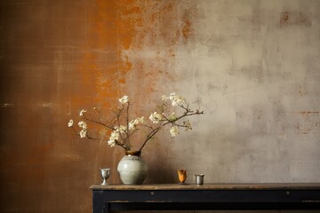 Wabi-sabi background, where hand-made wallpaper meets natural dye and sumi ink